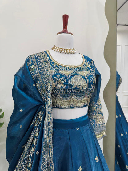 Wedding Wear Blue Color Lehenga Choli