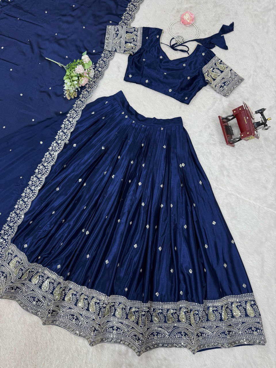 Latest Chinon SIlk Sequence Work Lehenga Choli