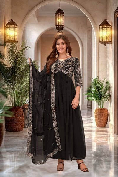 Party Wear Black Color Georgette Sequence Salwar Suit