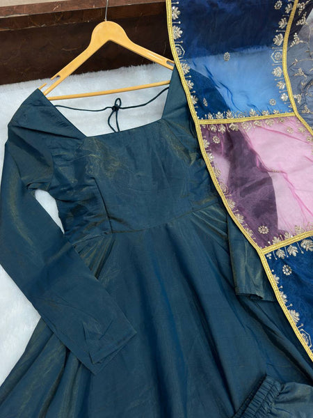 Latest Rama Green Color Simmer Silk Salwar Suit