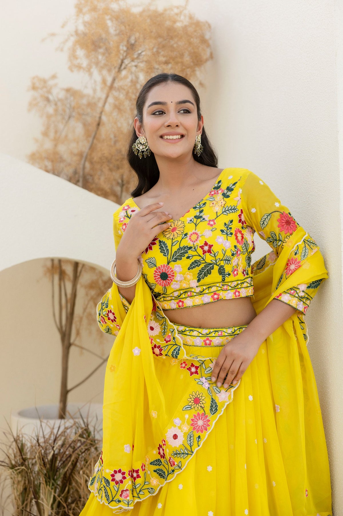 Wedding Wear Yellow Color Organza Sequence Lehenga Choli