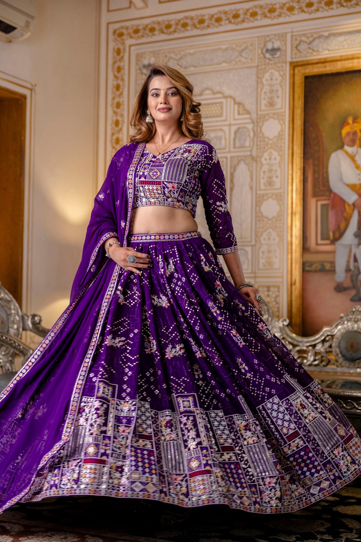 Latest Violet Color Georgette Sequence Lehenga Choli