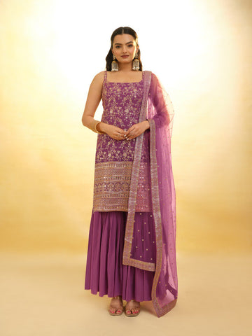 Wine Color Georgette Sequence Salwar Suit