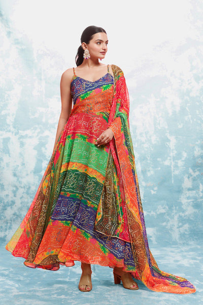 Multi Color Georgette Printed Gown