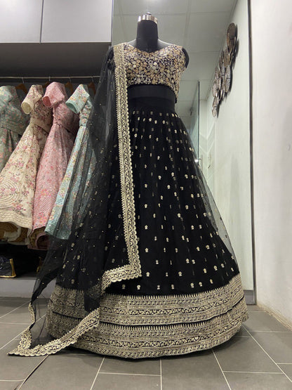 Latest Black Net Sequence Lehenga Choli