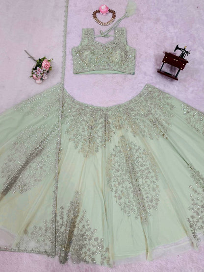 Butterfly Net Lehenga Choli with Sequence Coding Work - 4.5M Flair, Size 44