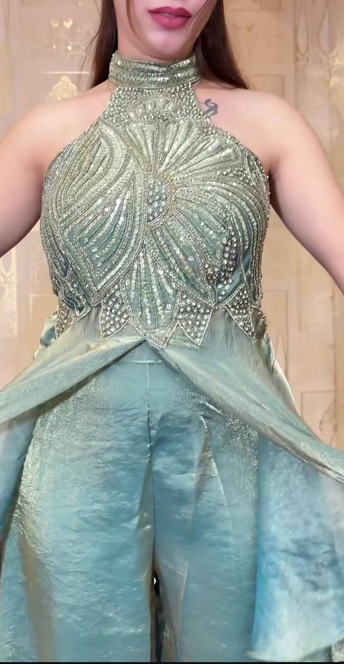 Exquisite Fandy Silk Handcrafted Sharara Set