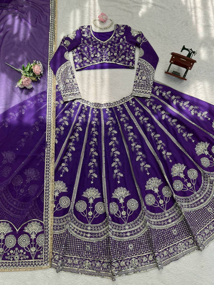 Elegant Faux Georgette Lehenga Choli with Sequence Work