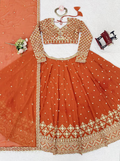 Premium Foux Georgette Lehenga Choli with Intricate Embroidery