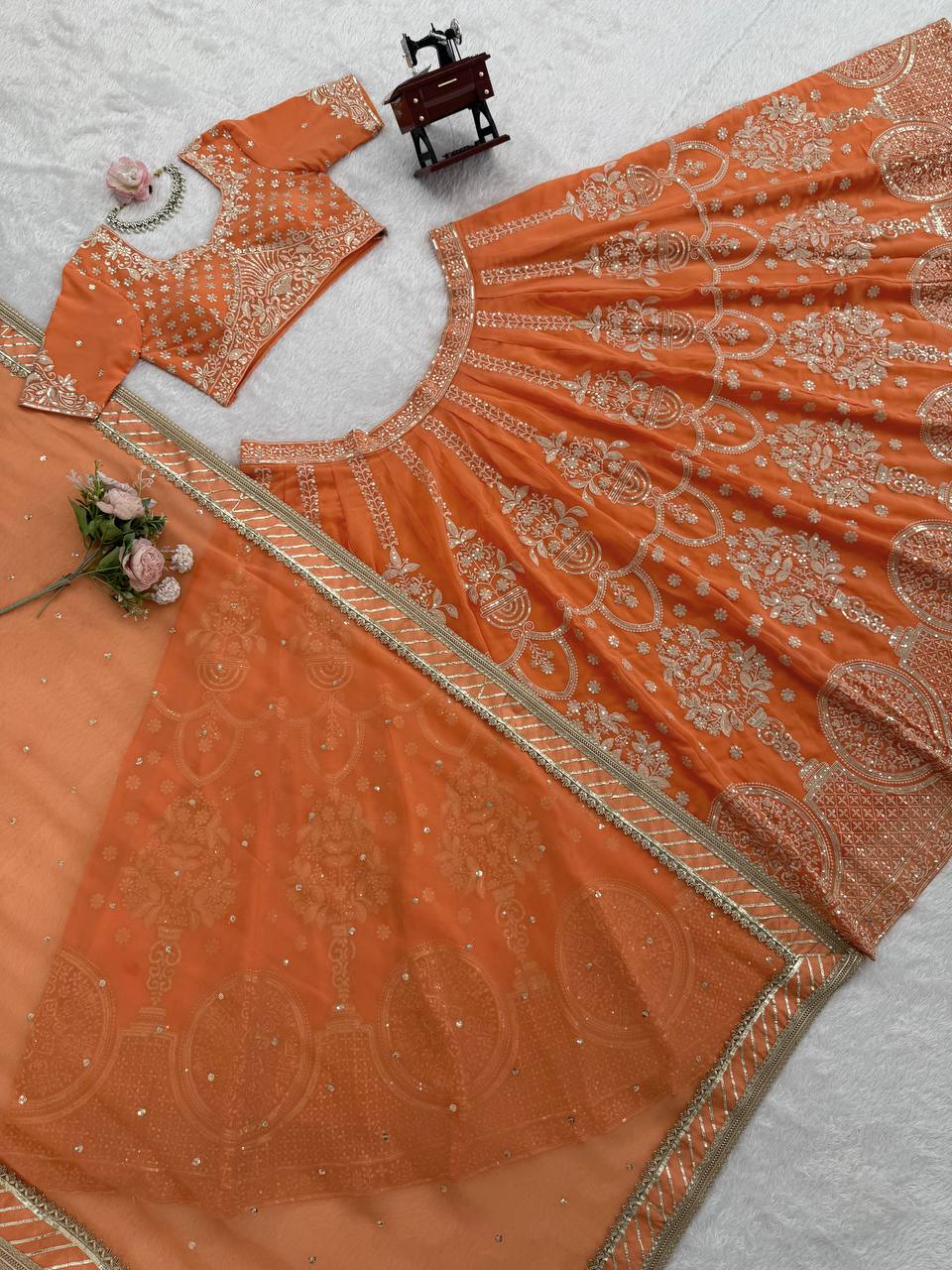 Premium Faux Georgette Sequence Embroidery Lehenga Choli
