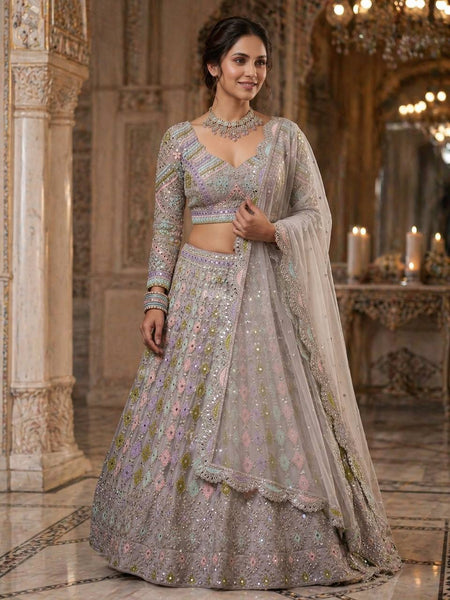 Premium Butterfly Net Lehenga Choli with Real Mirror Sequins Work