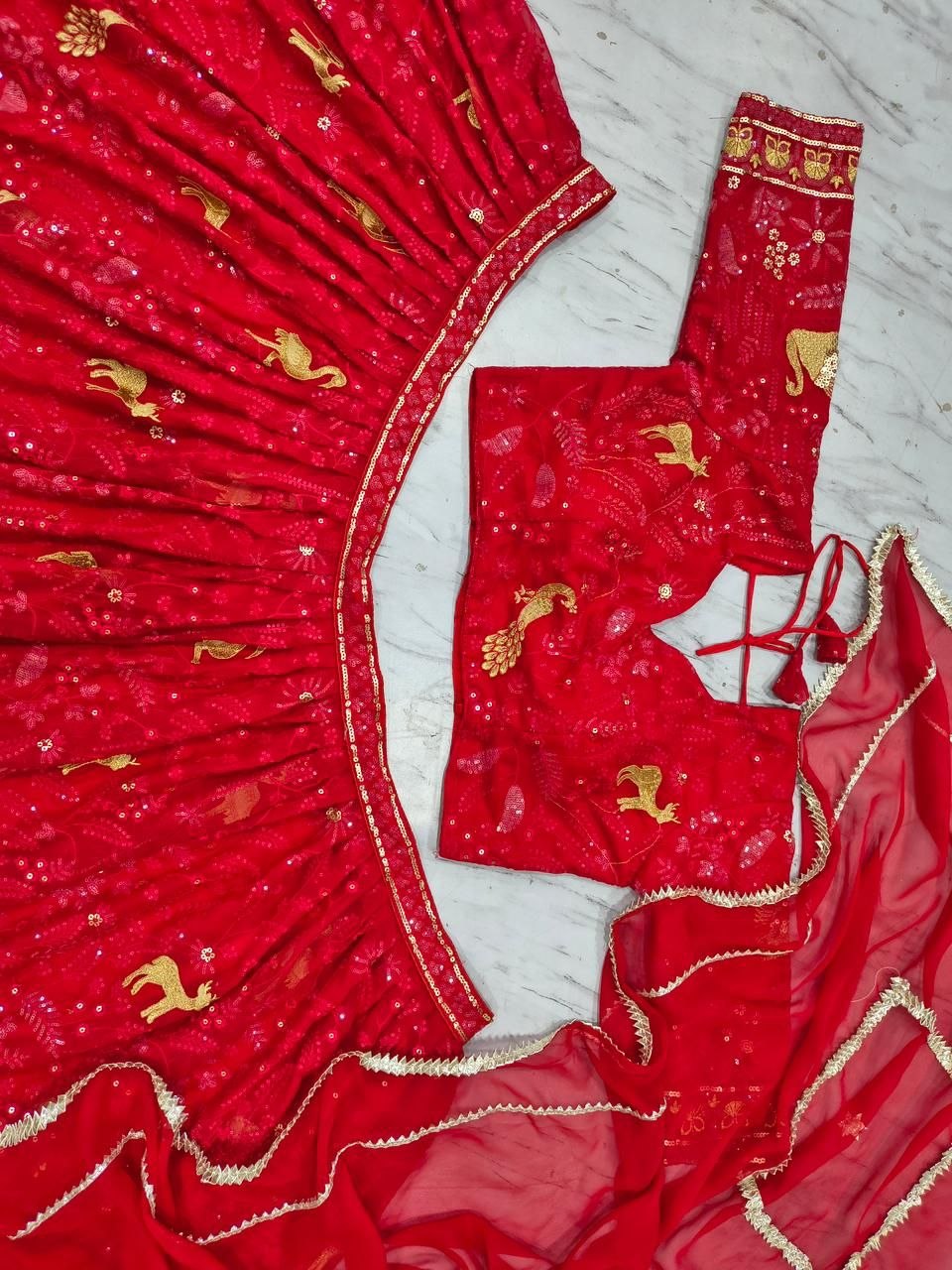 Premium Faux Georgette Peacock Design Lehenga Choli
