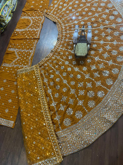 Premium Faux Georgette Real Mirror Work Lehenga Choli