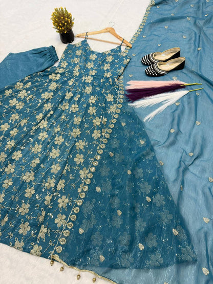Premium Heavy Crushi Silk Anarkali Suit Set