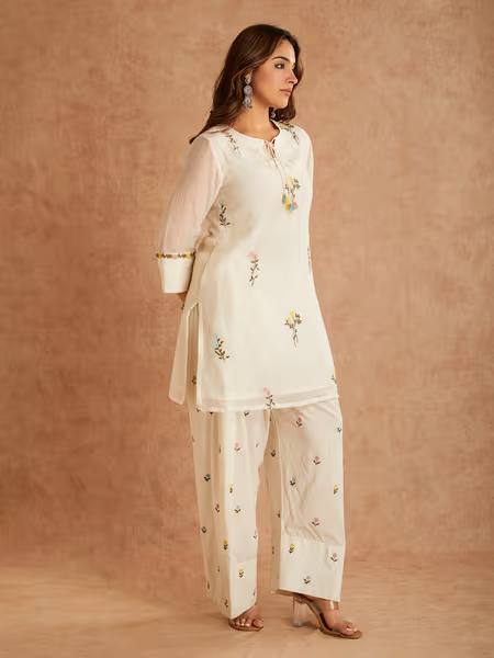 Exquisite Cotton Silk Multi-Needle Embroidered Farshi Salwar Suit