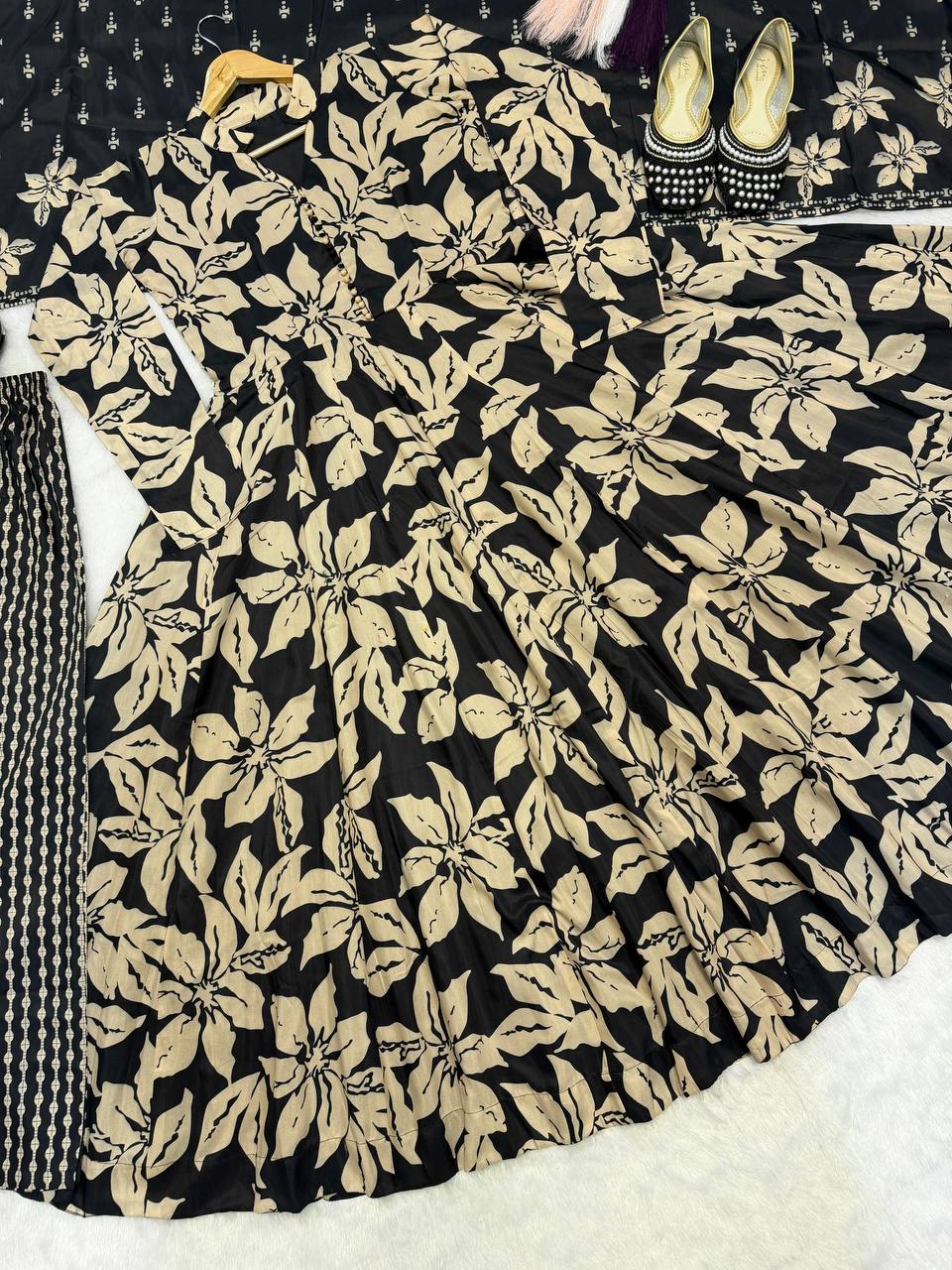Digital Printed Muslin Cotton Anarkali Suit Set