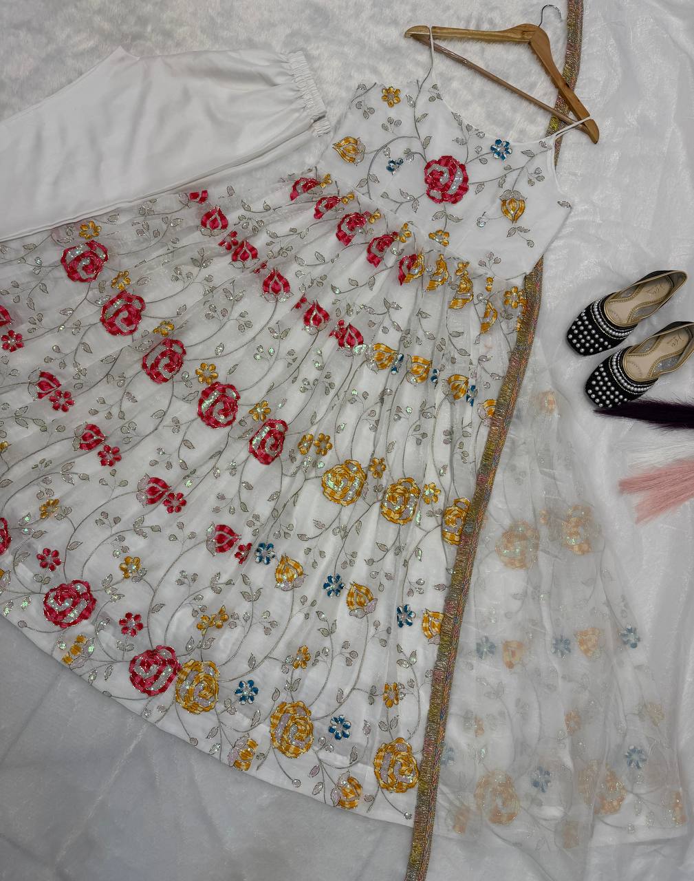 Premium Crushi Silk Anarkali Suit Set