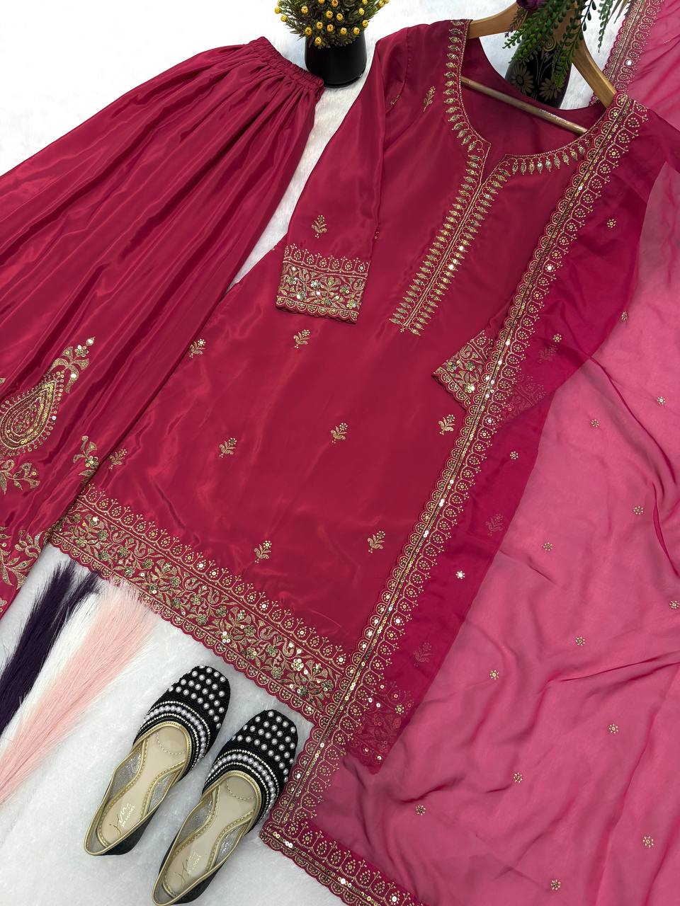 Elegant Heavy Embroidered Sharara Set