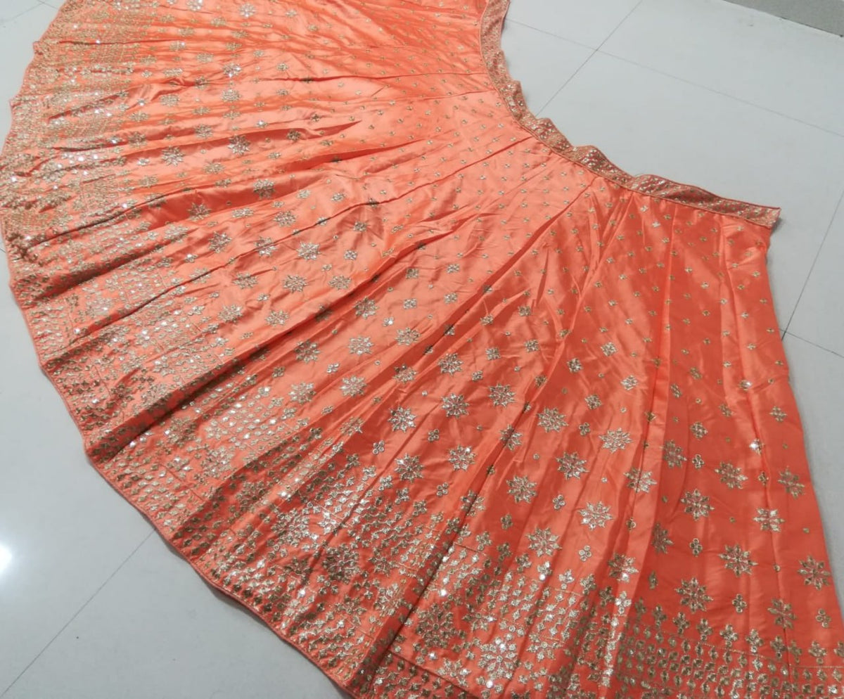 Premium Devsena Silk Orange Lehenga Choli Set