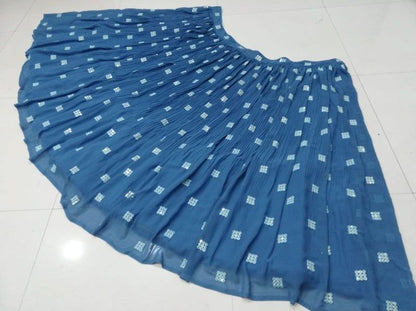 Elegant Dark Sky Blue Faux Georgette Lehenga Choli Set