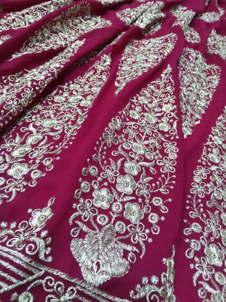 Cherry Red Faux Georgette Lehenga Choli Set