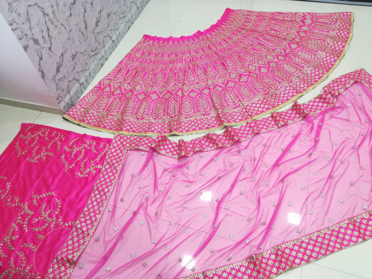 Rani Satin Silk Embroidered Lehenga Choli Set