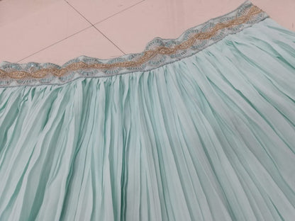 Turquoise Georgette Crush Work Lehenga Set