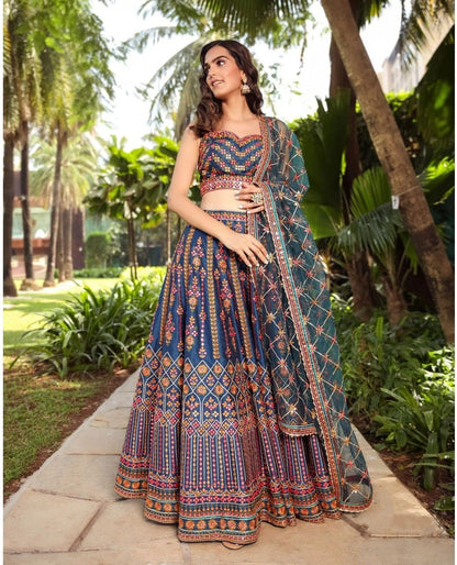 Exquisite Sequins Embroidered Chinon Lehenga Choli Set