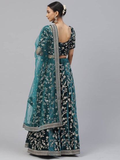 Premium 9000 Velvet Embroidered Lehenga Choli Set with Sequins & Coding Work