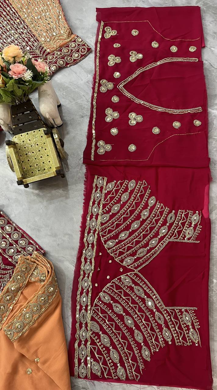 Premium Fox Georgette Sequins Mirror Work Lehenga Choli