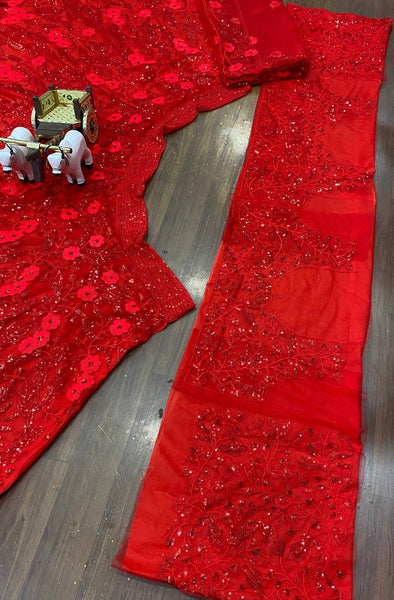 Premium Embroidered Butterfly Net Lehenga Choli Set