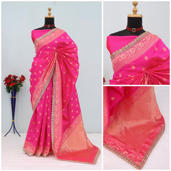 Banarasi Silk Saree with Matching Silk Blouse Piece