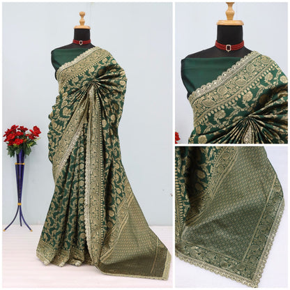 Latest Banarasi Silk Saree with Matching Silk Blouse Piece