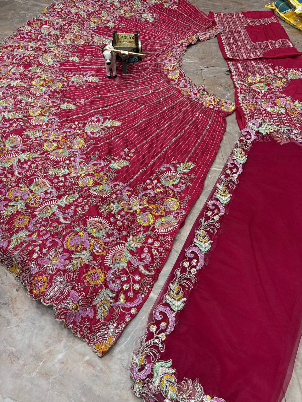 Premium Barfi Silk Coding Sequins Embroidery Lehenga Choli Set