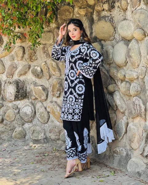 Designer Fancy Black And White Pakistani Salwar Suit