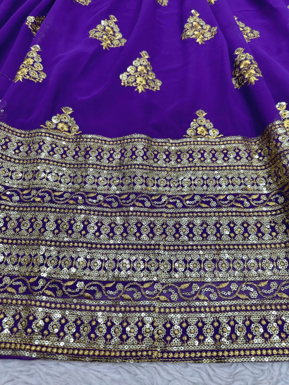 Beautiful Purple Color  Georgette Sequence Work Lehenga Choli With Dupatta