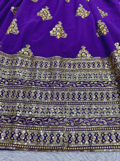 Beautiful Purple Color  Georgette Sequence Work Lehenga Choli With Dupatta