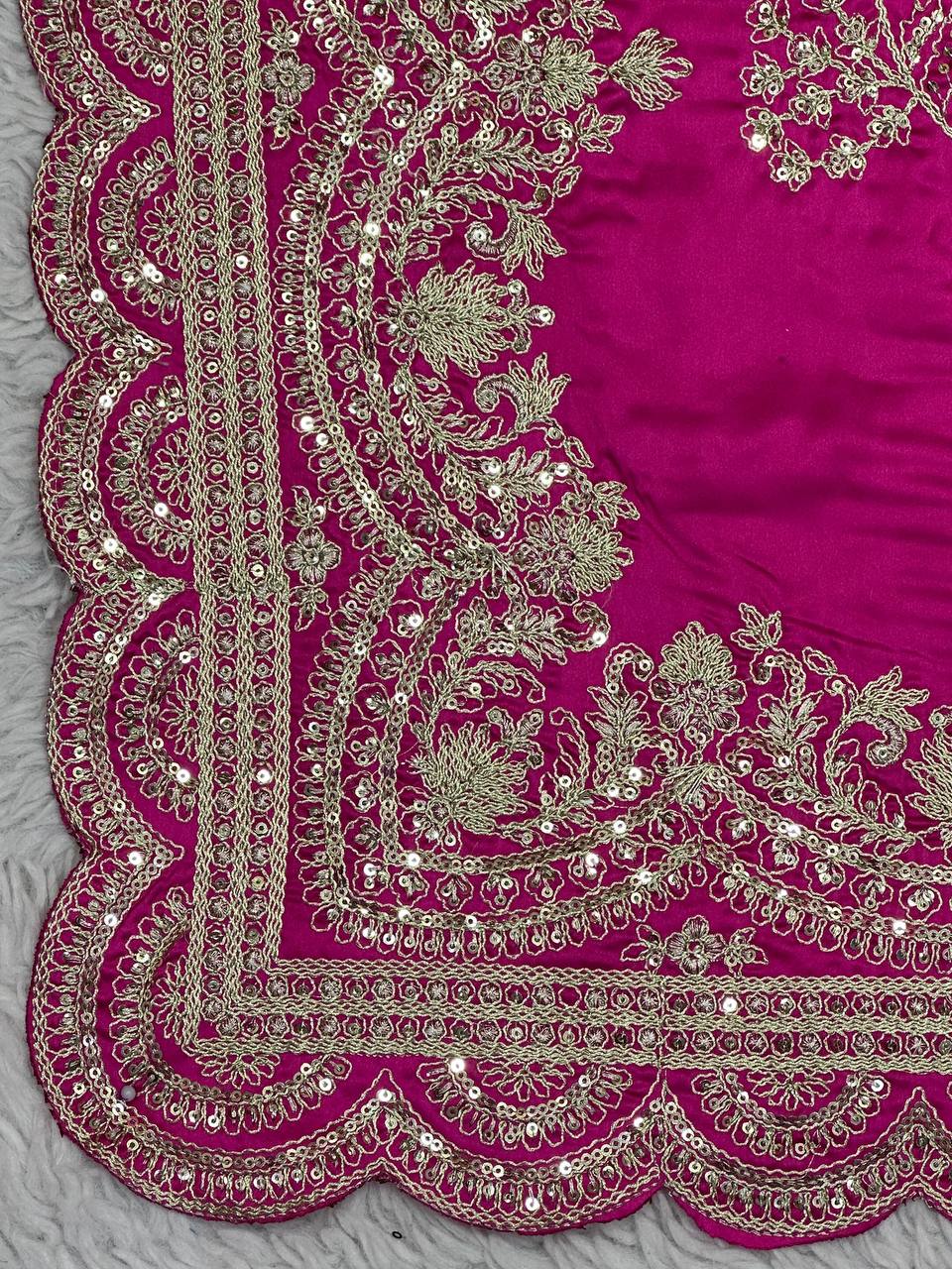 Party Wear Pink Color Japan Satin Sequence Work Saree Blouse