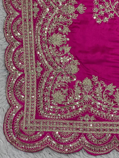 Party Wear Pink Color Japan Satin Sequence Work Saree Blouse