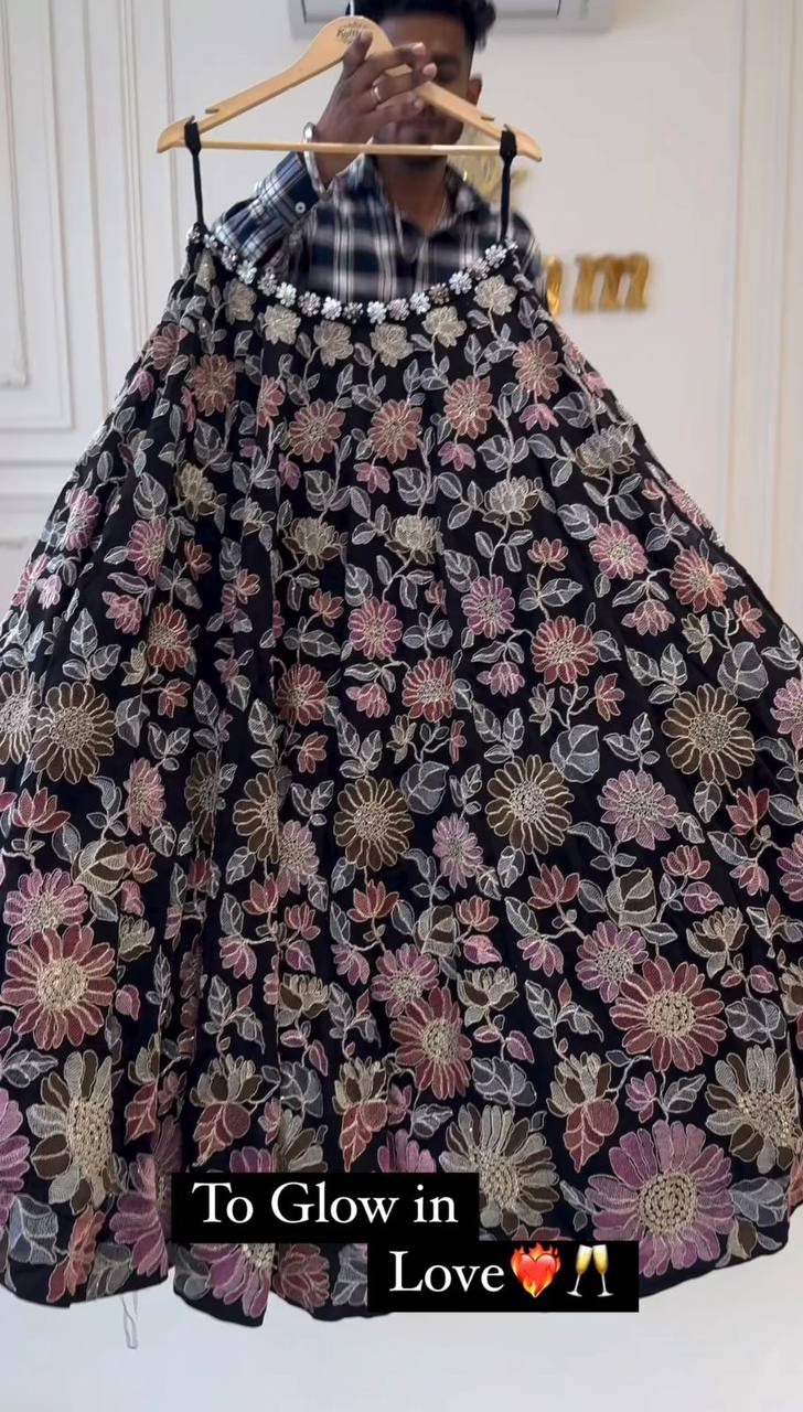 Best Quality Black Color Georgette Sequence Work Lehenga Choli