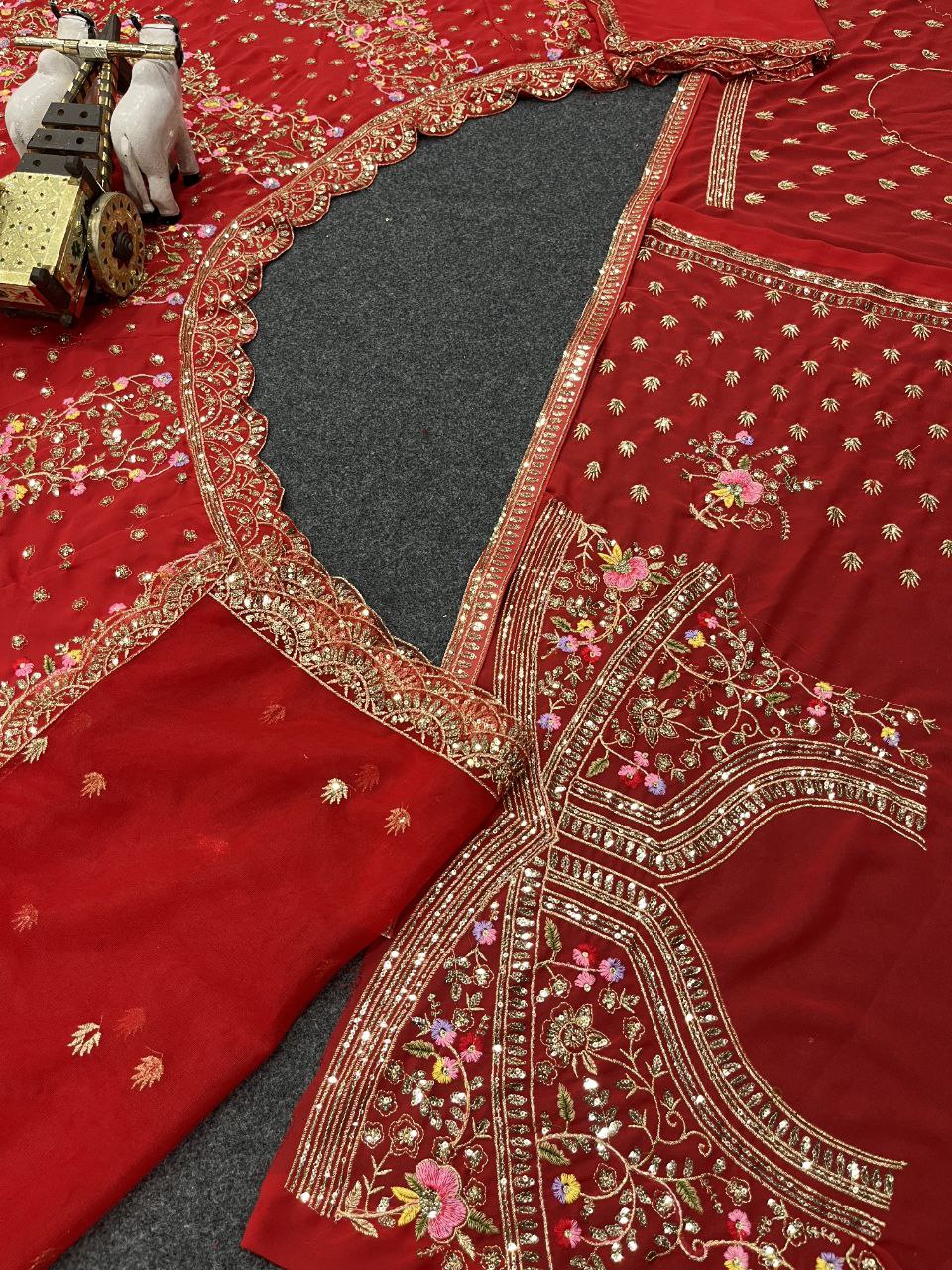 Latest Red Color Georgette Sequence Work Lehenga Choli