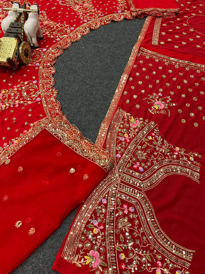 Latest Red Color Georgette Sequence Work Lehenga Choli