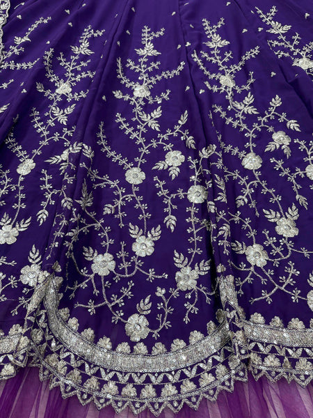 Latest Violet Color Georgette Sequence Lehenga Choli