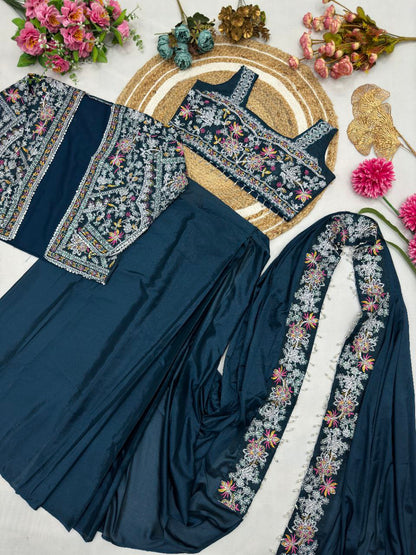 Ready to wear Chinon Silk Jacket Saree