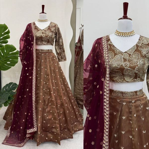 Letest Brown colour Jimmy Chu Sequnce Work Lehenga Choli