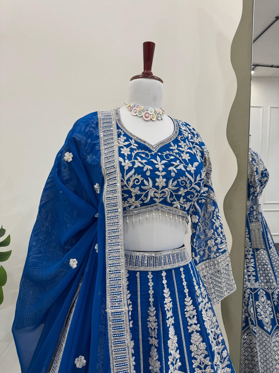 Blue Sequnce Work Georgette Lehenga Choli