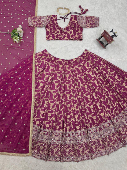 Latest Jacquard Sequence Work Lehenga Choli
