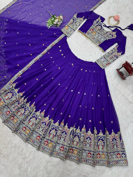 Wedding Wear Violet Georgette Sequence Work Lehenga Choli