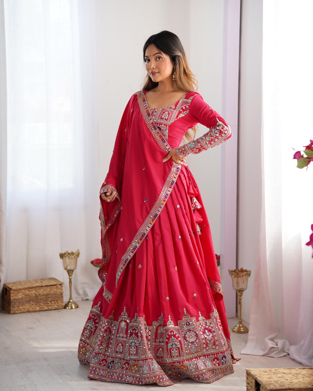 Wedding Wear Crape Silk Sequence Lehenga Choli