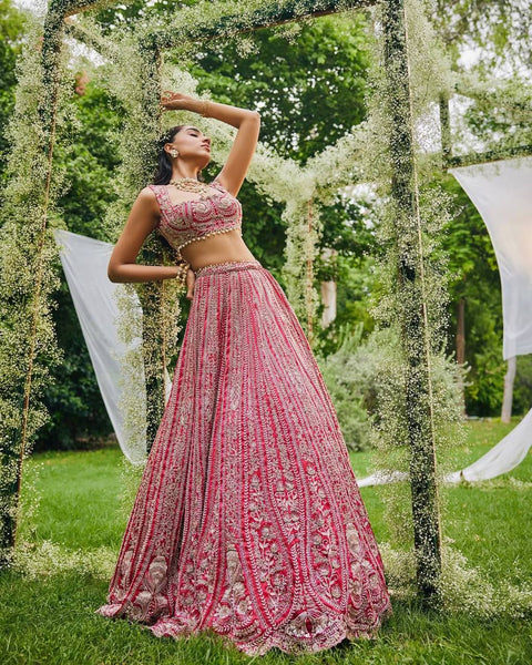 Wedding Wear Red Georgette Lehenga Choli